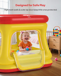 QPAU 3-in-1 Inflatable Bounce House with Pump for Toddlers 1-3 – Fun for Kids & Family - Red & Yellow - image 4