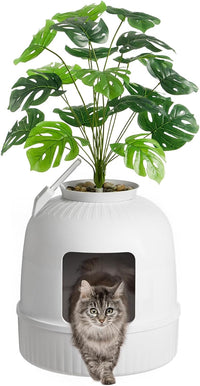 Lifewit Hidden Plant Cat Litter Box with Plastic Scoop - White / Basic