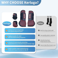 Horse Tendon Boots Set of 4 Open Front & Fetlock Boot for Horses Professional Sport Protection Impact-Absorbing Equine Leg Support for Jumping, Riding, Training (Wine Red, Full)