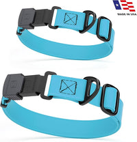 Dogline Biothane Waterproof Dog Collar with Herm Sprenger Stainless Steel Quick Release Buckle – Heavy Duty Tactical Durable Collar for Dogs – Comfortable and Safe Pet Collar, W 3/4" L 12-19" Sky Blue