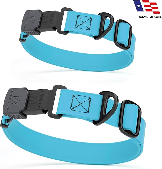 Dogline Biothane Waterproof Dog Collar with Herm Sprenger Stainless Steel Quick Release Buckle – Heavy Duty Tactical Durable Collar for Dogs – Comfortable and Safe Pet Collar, W 3/4" L 12-19" Sky Blue
