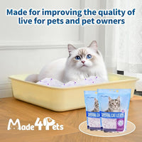 Made4Pets Cat Litter Crystals, Non Clumping Cat Litter Odor Control Kitty Litter Non Clumping No scooping Low Dust, Low Tracking, Lightweight, Dehydrates Waste, Lavender – 25.8 lbs (6 x 4.3 lb Packs)