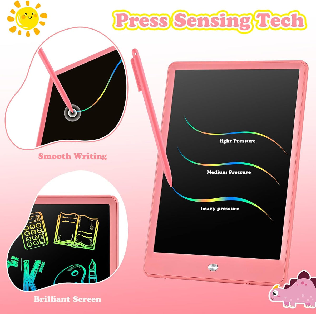 EooCoo 10" LCD Writing Tablet for Kids - Pink - image 3