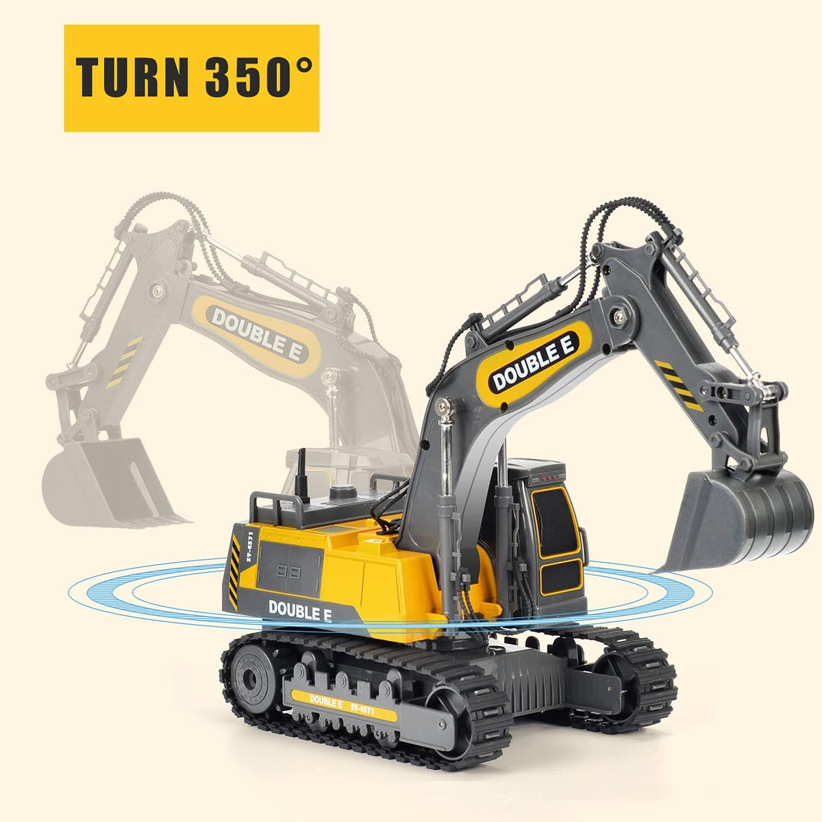 DOUBLE E Remote Control Excavator Toy - Gray - image 2