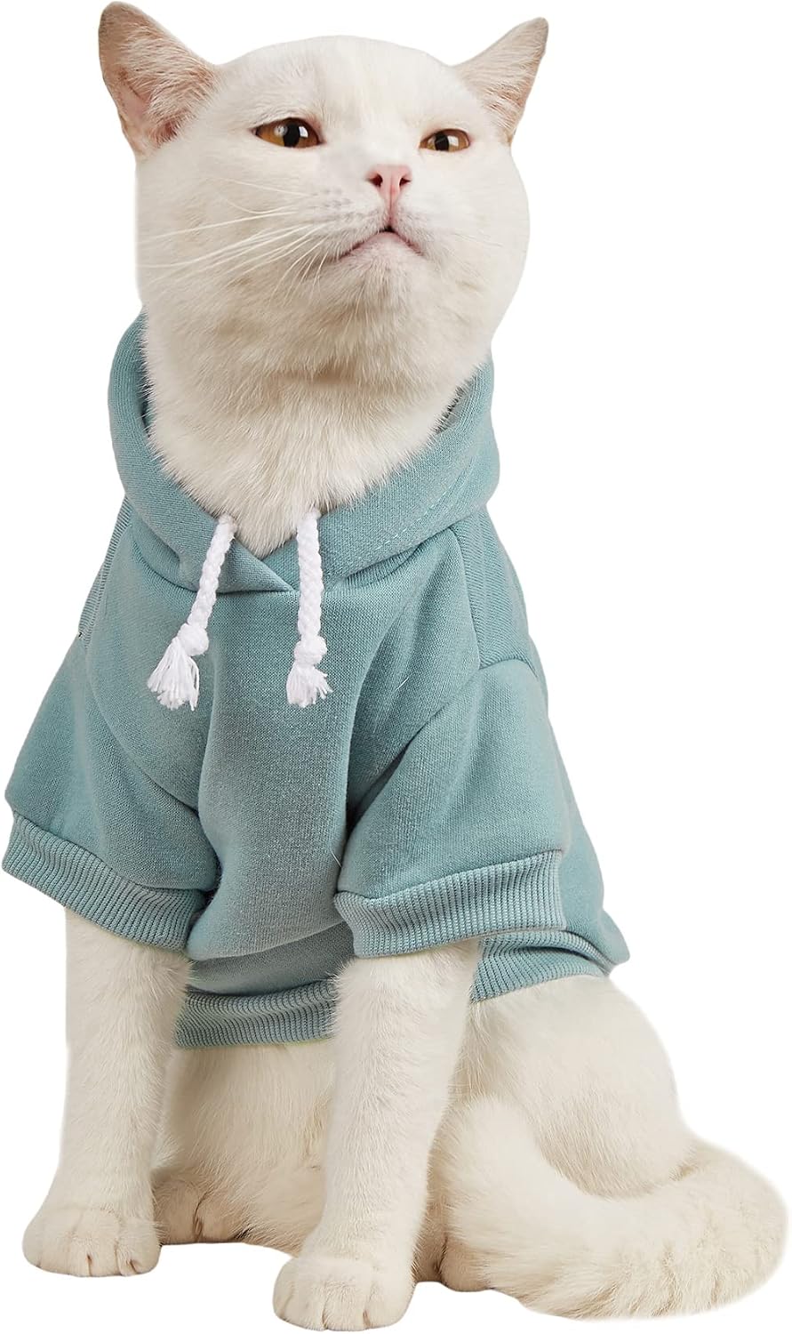 Basic Dog Hoodie Sweatshirt Puppy Sweater Warm Cat Costumes Pet - Small / Cadet Blue