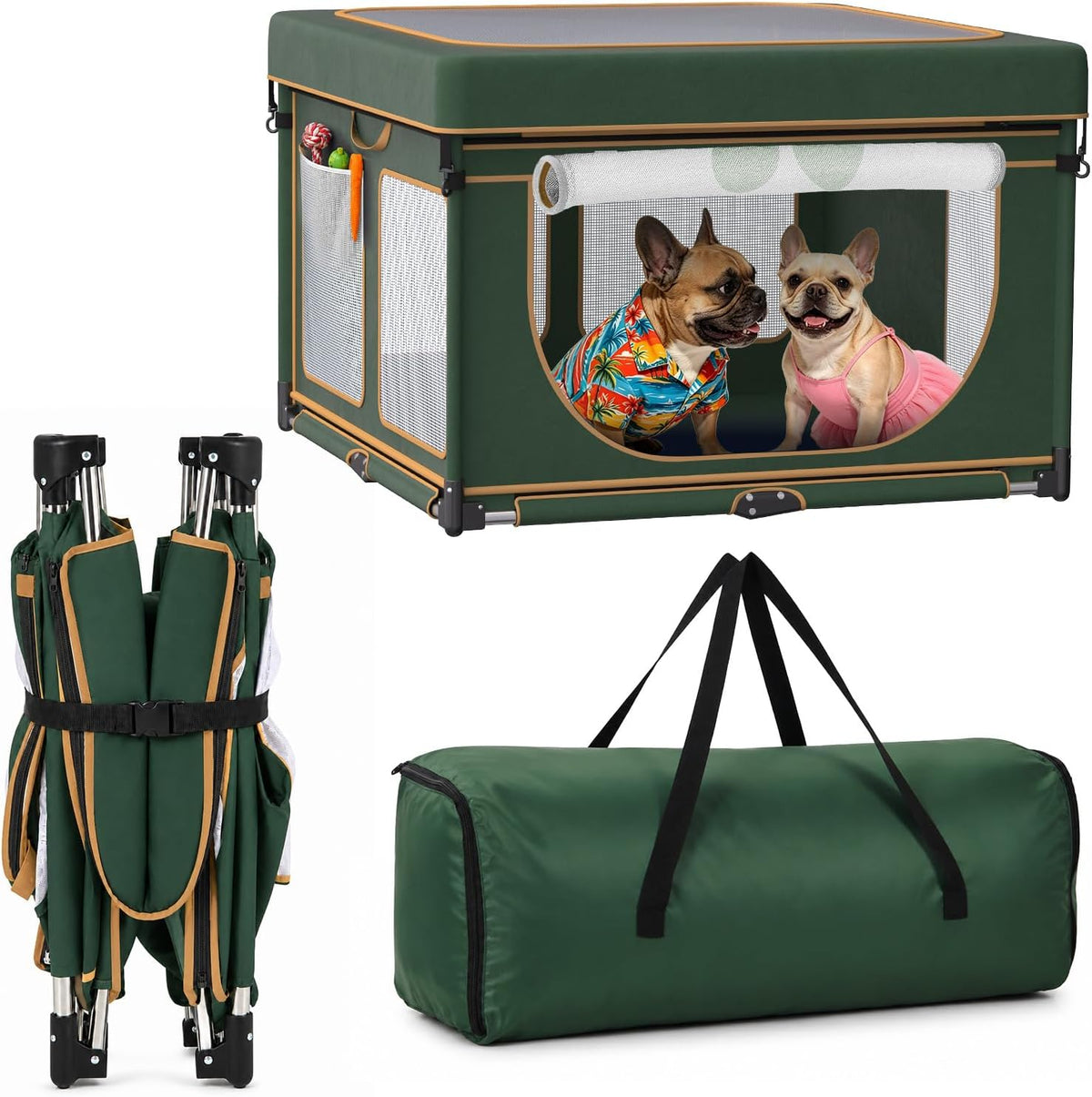 Loobani Foldable Puppy Playpen Indoor - Green / 33.5"Lx33.5"Wx23"H