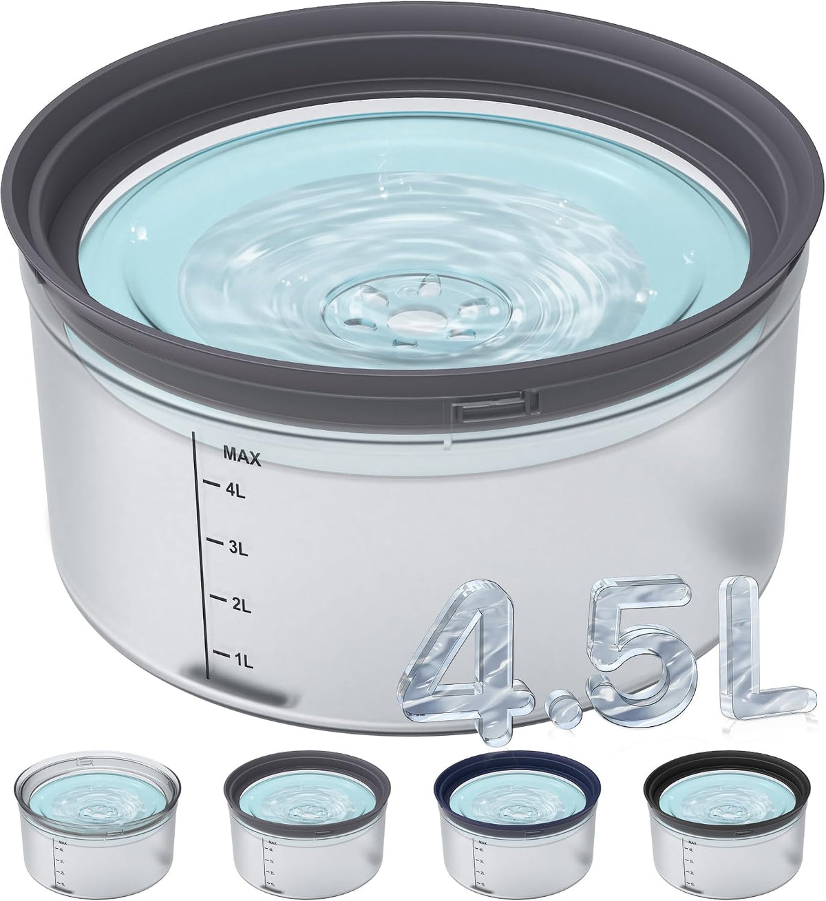 1.2Gal No Spill Dog Water Bowl with Slow Drinking Feeder – Essentials for Dogs - C-Gray