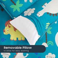 Wake In Cloud, Toddler Nap Mat with Pillow and Blanket - Standard - 50"x20" / Teal Blue - image 4