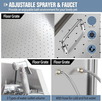 38" Dog Washing Station, Professional Stainless Steel Dog Bathing Station, Equipped with Three Anti-Slip Steps, Removable Door, Upgraded Spray Nozzle&Hose - Ideal for Home, Pet Grooming Salon,L-RAMP
