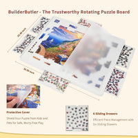 BuilderButler Lightweight 1500 Pieces Rotating Puzzle Board with 6 - Plastic-6 Drawers / Small-1000pcs - image 3