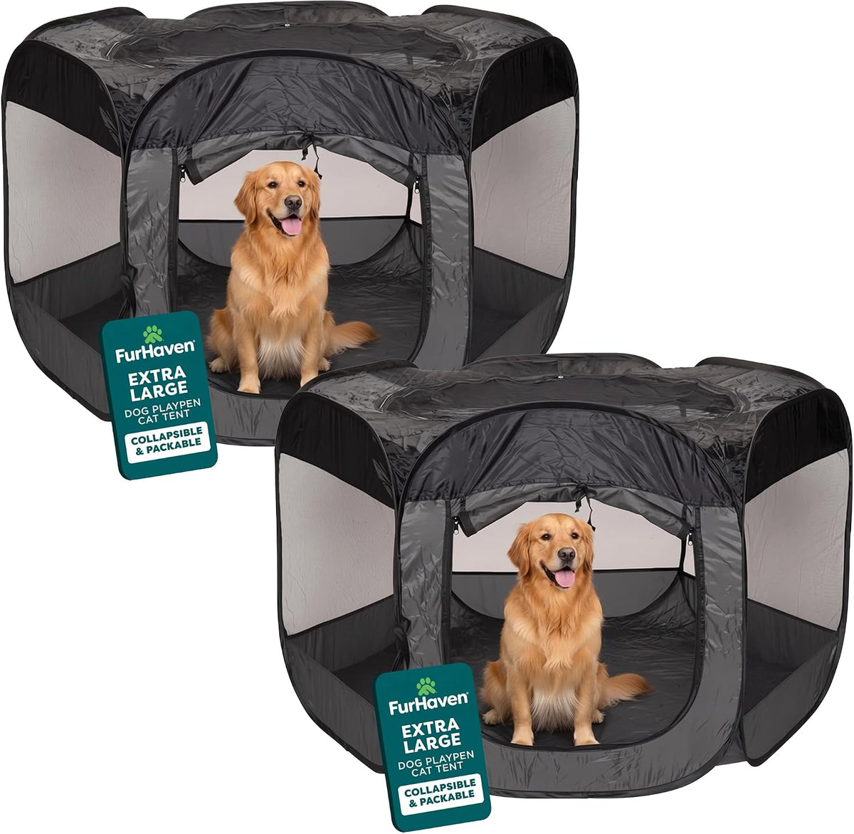 FurHaven Soft-Sided Dog & Cat Playpen - Gray / Extra Large (Pack of 2)