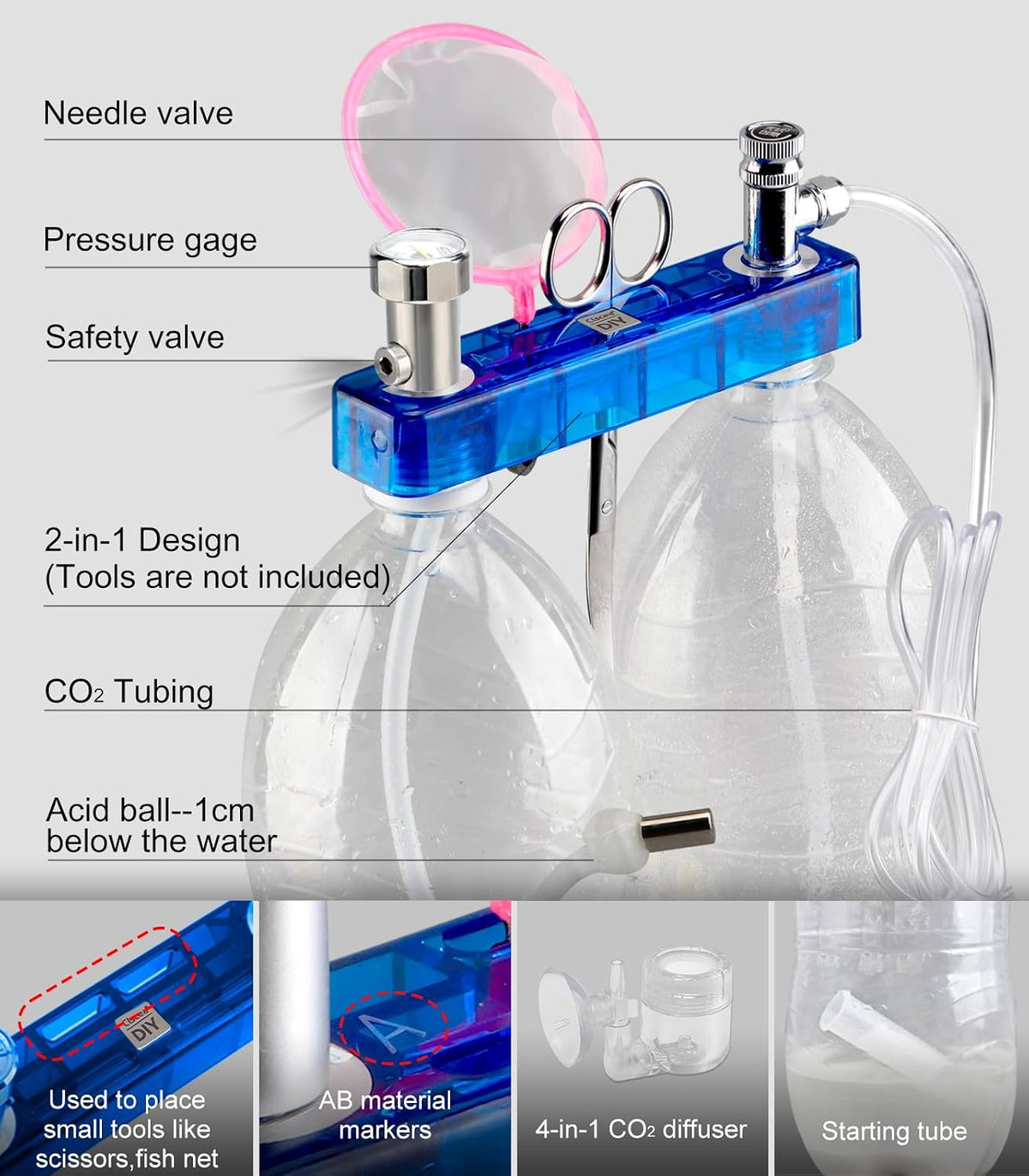 Aquarium DIY CO2 Generator System Kit - G500 Blue+ CO2 Diffuser - image 4