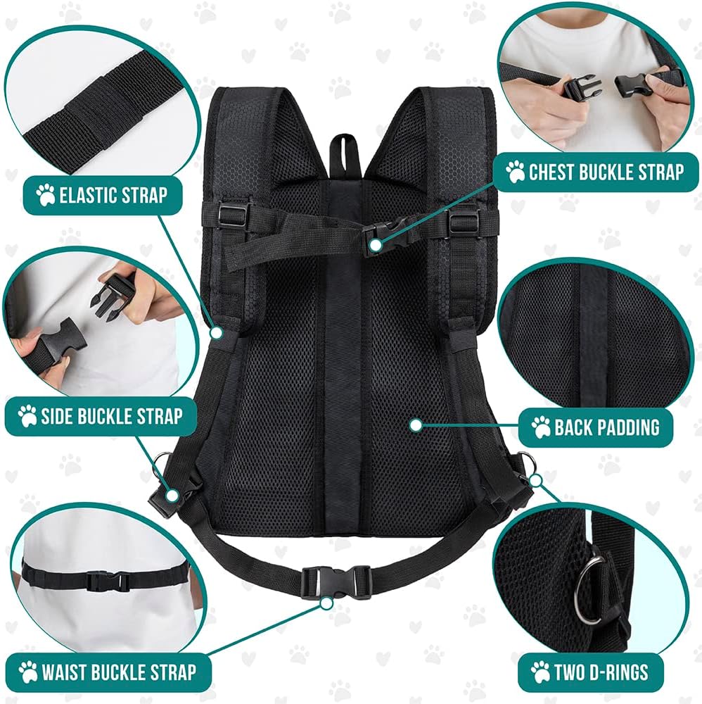 PetAmi Dog Front Carrier Backpack - Large (15.5x9x18) / Black - image 2