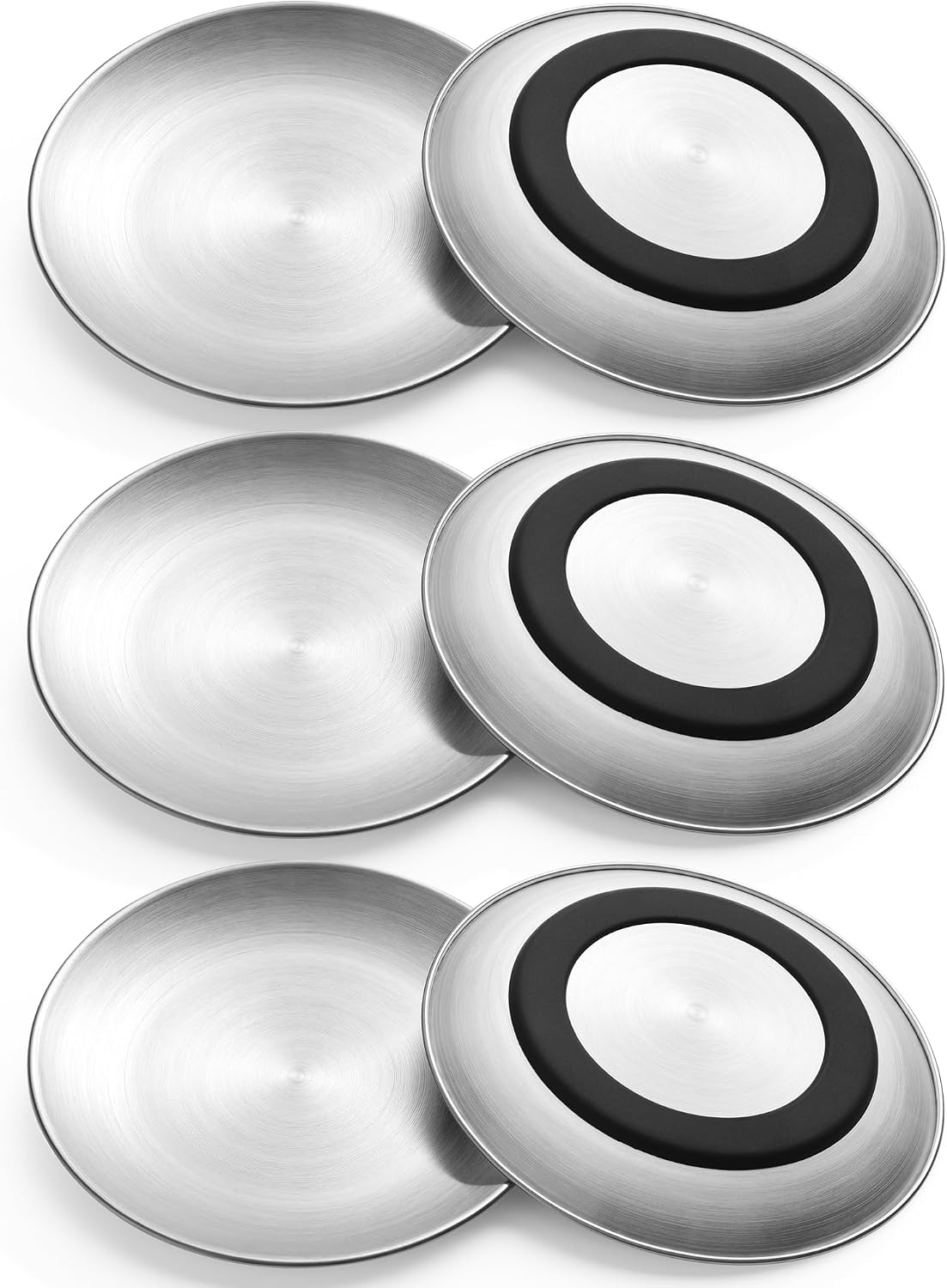 Stainless Steel Cat Bowls, Nonslip Cat Food Dishes or Plates – Essentials for Cats - Silver-6 Pack