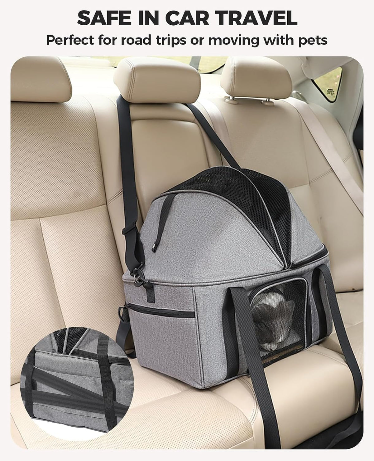 BurgeonNest Top-Expandable Cat Carrier with Semi-Open Canopy - Grey / Medium - image 4