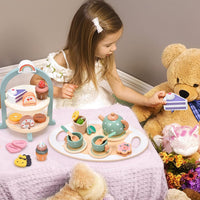 Atoylink Wooden Tea Party Set for Little Girls 28 Pcs Toddler Tea Set - image 3