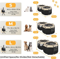 EighteenTek 2-in-1 Pop Up Cat Playpen, Assembly-Free Dog Puppy Pet Playpen, Indoor Outdoor Cats Enclosed, Cat Tent House Crate Cage, Portable & Foldable Playpen for Kittens(No Divider, Unified Space)