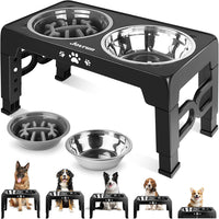 Elevated Dog Bowls for Medium Large Size Dogs - Black / Medium Large / 1 Basic&1Slow Bowl