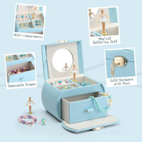 VLANDO 2 Layer Girls Musical Jewelry Box with Ballerina and Large - Blue - image 4