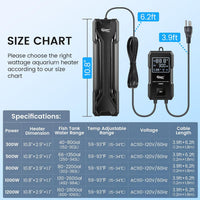 hygger Aquarium Heater 300W/500W/800W/1000W - Black-1000W for 130-260 Gallon - image 4