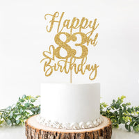 Happy 83rd Birthday Cake Topper - happy 83rd birthday / Gold Glitter - image 4
