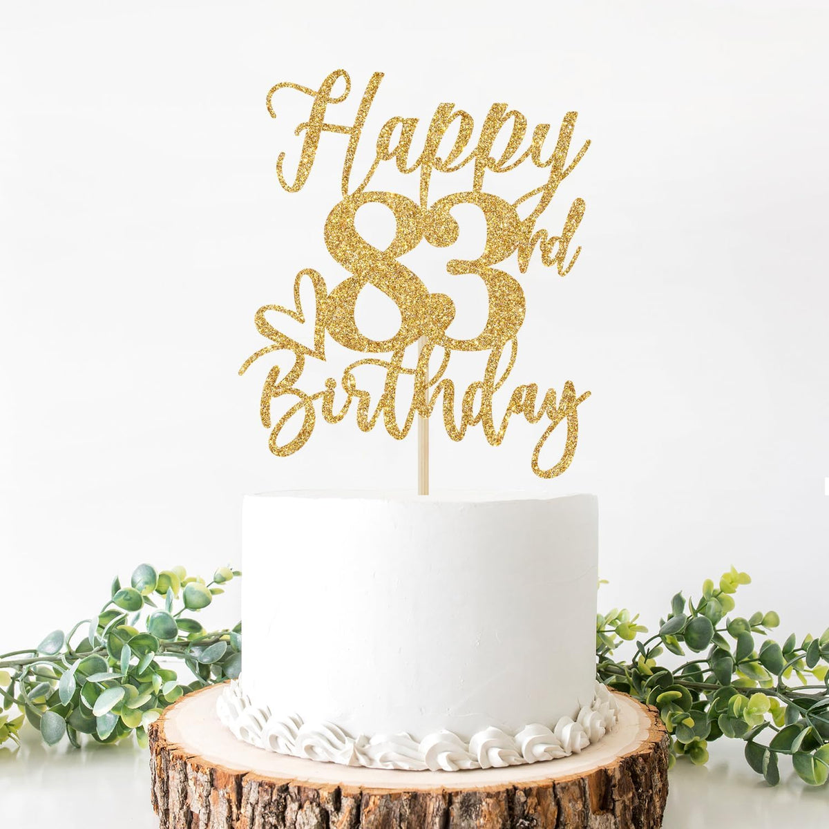 Happy 83rd Birthday Cake Topper - happy 83rd birthday / Gold Glitter - image 4