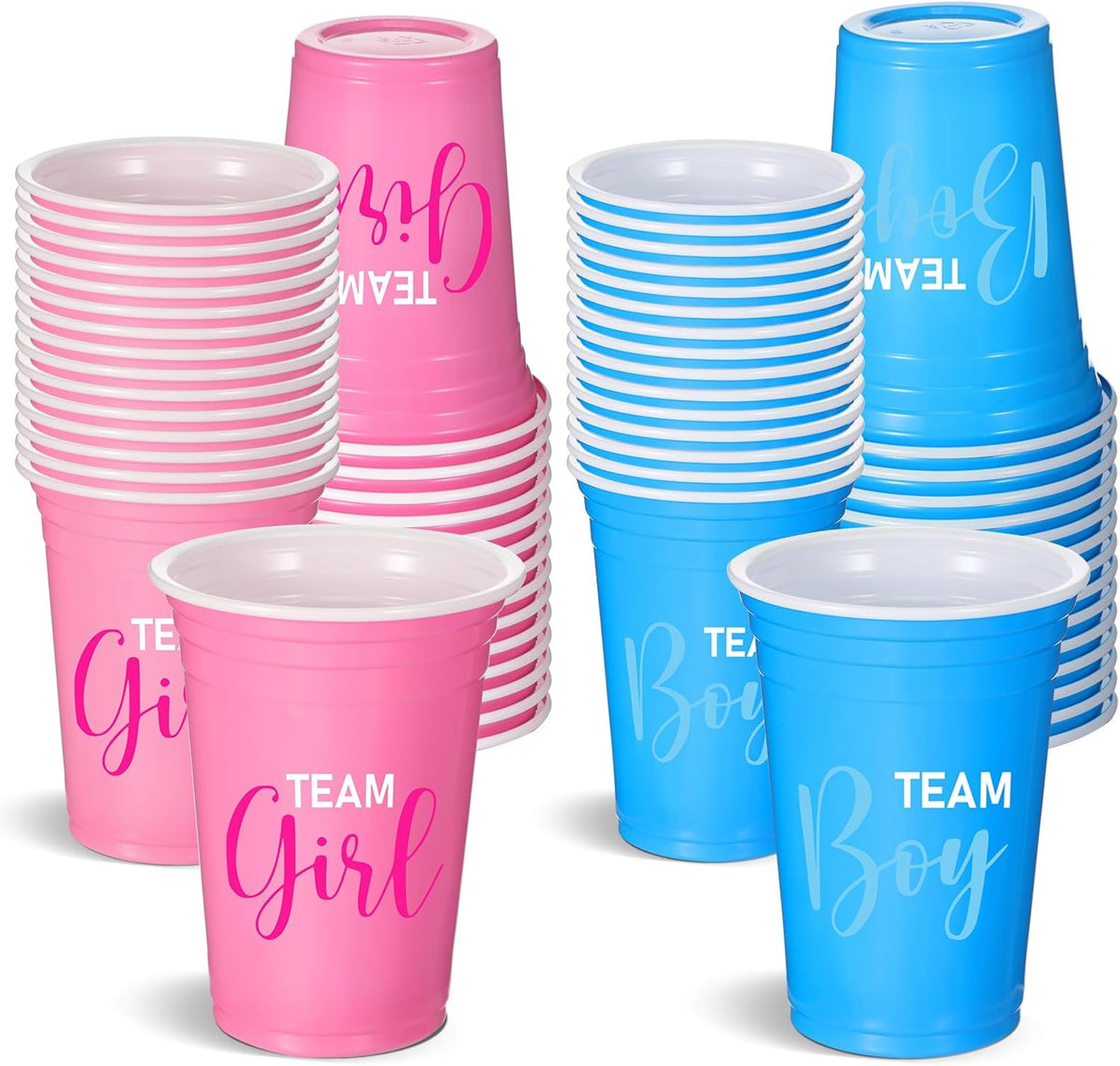 Norme 60 Pcs 16 oz Plastic Gender Reveal Cup Blue Pink Disposable Cup – Fun for Kids & Family - 12 oz / 60