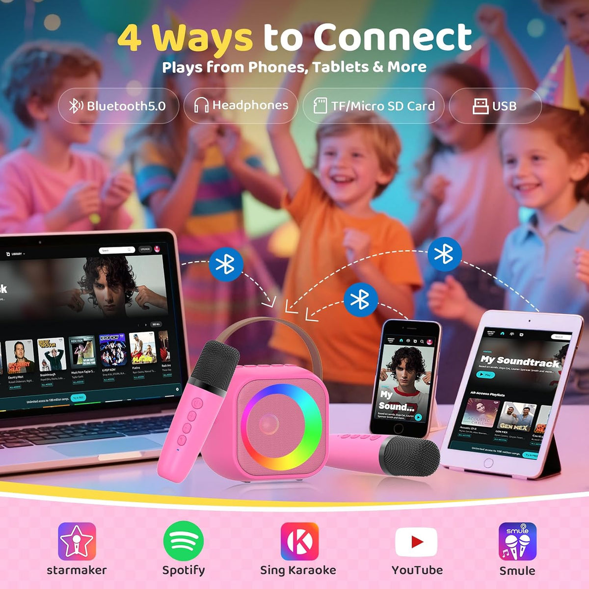Karaoke Machine for Kids, Toys for 3-12 Years Old Girls Gifts – Fun for Kids & Family - Rose - image 4