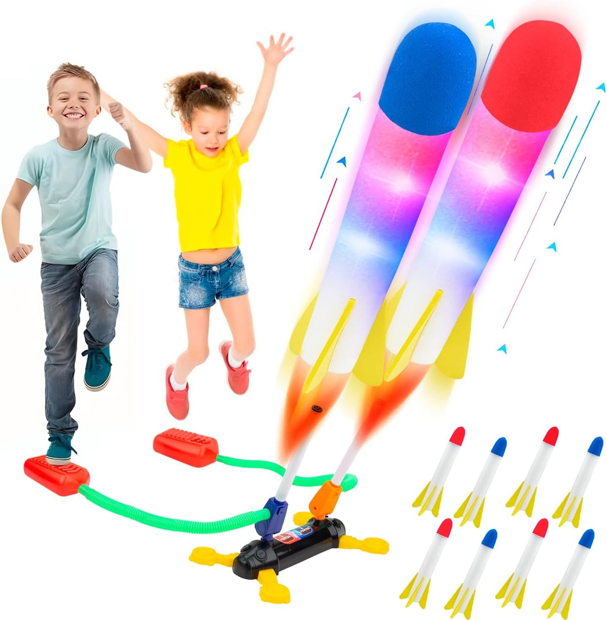 BananMelonBM Rocket Launcher for kids 8 Flashing Foam Rockets – Fun for Kids & Family