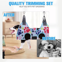 PAWCHIE Dog Grooming Hammock Harness for Dogs & Cats with Pet Nail Clipper Trimmer - Cat Hanger Sling for Trimming Clipping Nails- Dog Hammock Restraint Bag for Small Medium Large Dog, Blue M