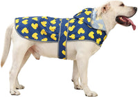 Dog Raincoat, Waterproof Dog Rain Jacket with Hood - Navy Blue Duck / X-Large
