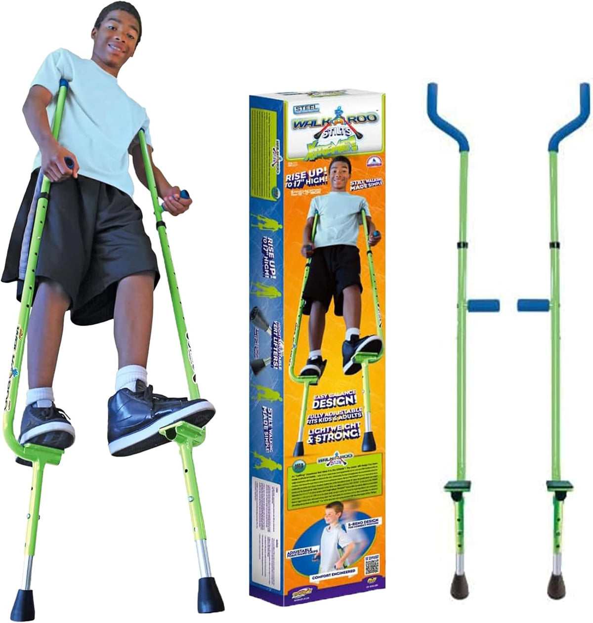 Geospace Adjustable Walkaroo Xtreme Steel Stilts for Kids - Green