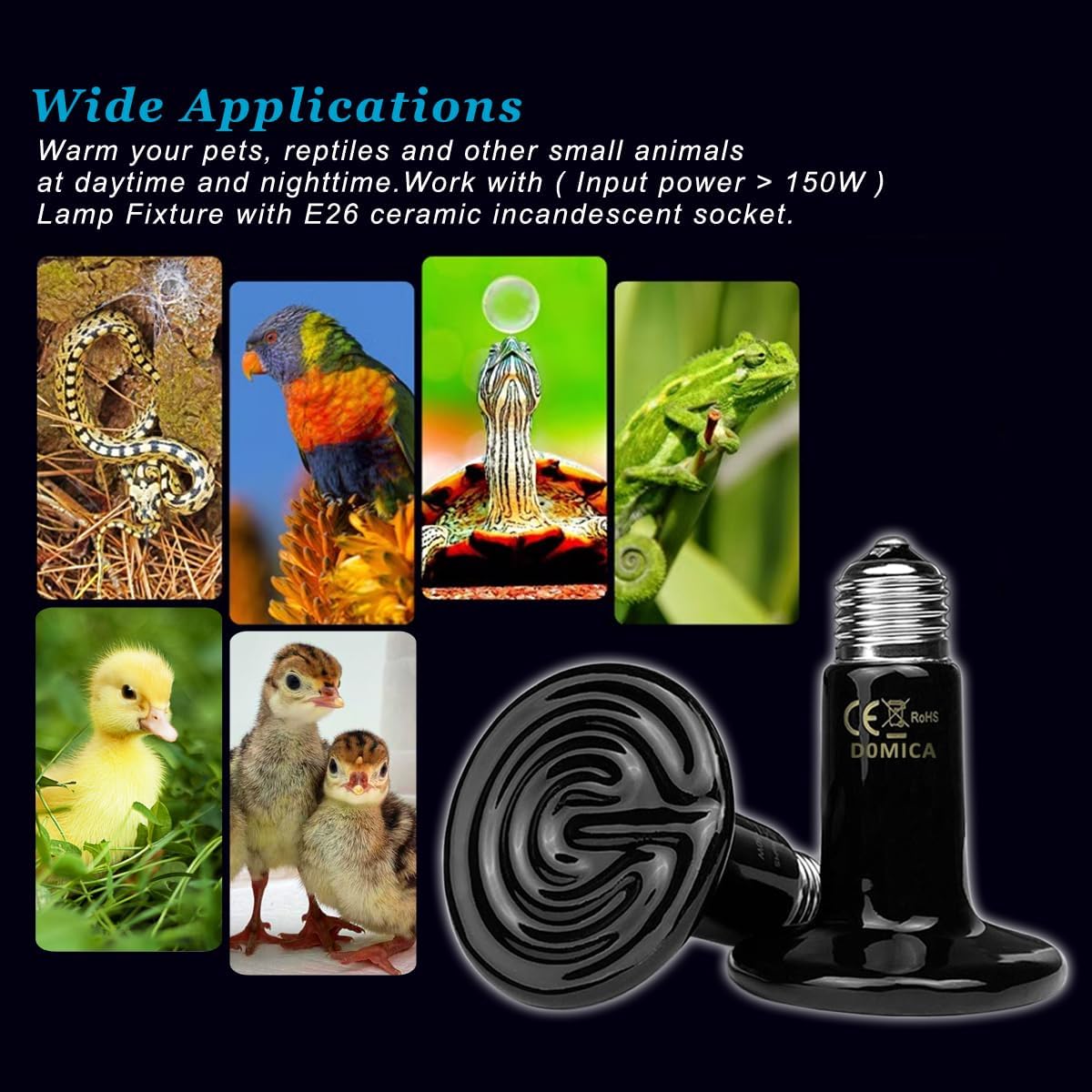 150W 2 Pack Reptile Heat Bulb - 75w-small to Medium Tank - image 2