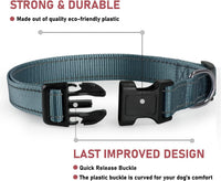 Reflective Dog Collar, Puppy Collar with Buckle Adjustable - Grey / Large :Width 1",Neck 14-22" - image 2