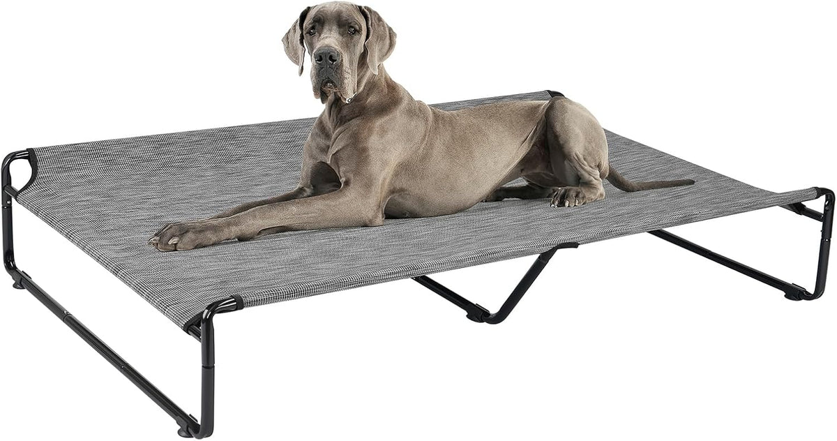 Veehoo Outdoor Elevated Dog Bed - Black Silver / 59.0"L x 35.0"W x 10.6"Th