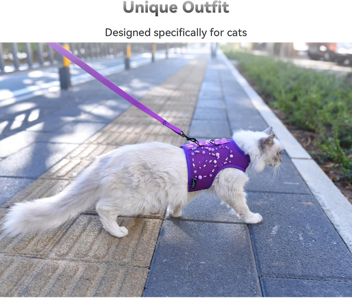 Cat Harness and Leash Set for Walking Escape Proof - Purple / M 5.5-9 lbs - image 2