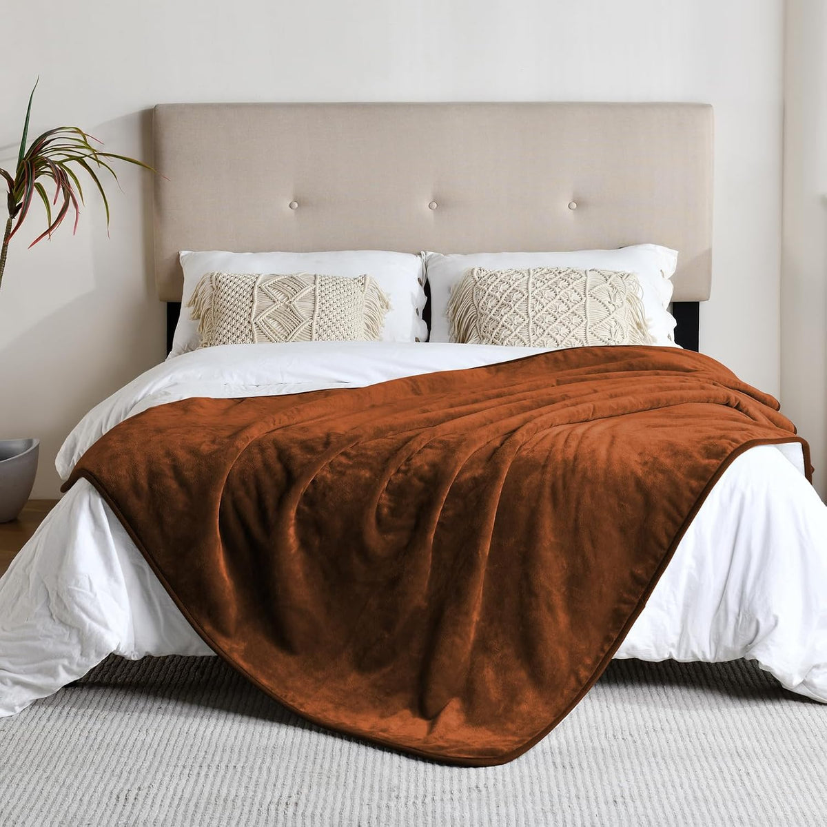 Soft Waterproof Blanket for Bed Couch Sofa - 60x80 inches / Caramel - image 3