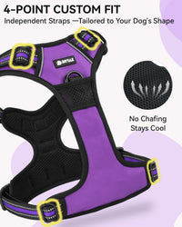 Joytale No Pull Dog Harness & Seat Belt, Easy On 3-Buckle, L - Purple / Medium - image 4