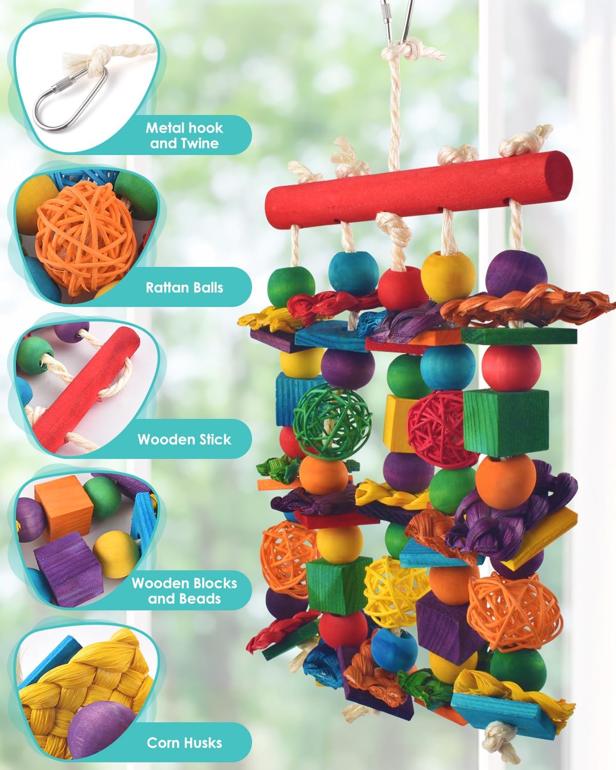 DBNESS Bird Toys, Parakeet Chewing Toy - 3 PCS - image 4