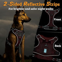 rabbitgoo Dog Harness Small Sized No Pull, Tactical Service Pet Vest with Molle and Control Handle, Adjustable and Reflective Military Harness for Easy Walking and Training, Red, S