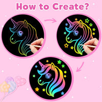 ZMLM Scratch Paper Art-Crafts Gift: 2 Pack Rainbow Notebooks Supplies - Pink & Yellow - image 3