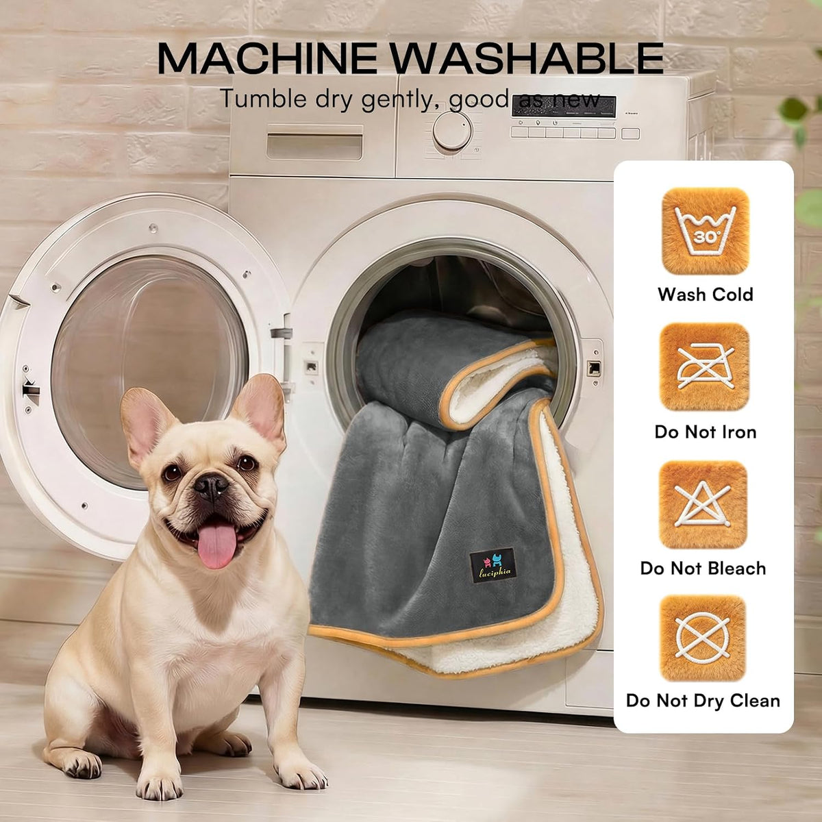 Luciphia Waterproof Pet Blanket - XS (35" x25") / Grey+white - image 3