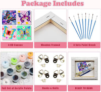 4 Pack Butterfly Paint by Number for kids Wooden Frame - BKH07+BKH08+BKH56+BKH58 - image 4
