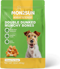 MON2SUN Dog Treats, 16oz Mini Rawhide Chews, Chicken Dumbbells with Rice for Small Dogs & Toy Breed, Crunchy and Healthy (2.5 Inch 30 Count)