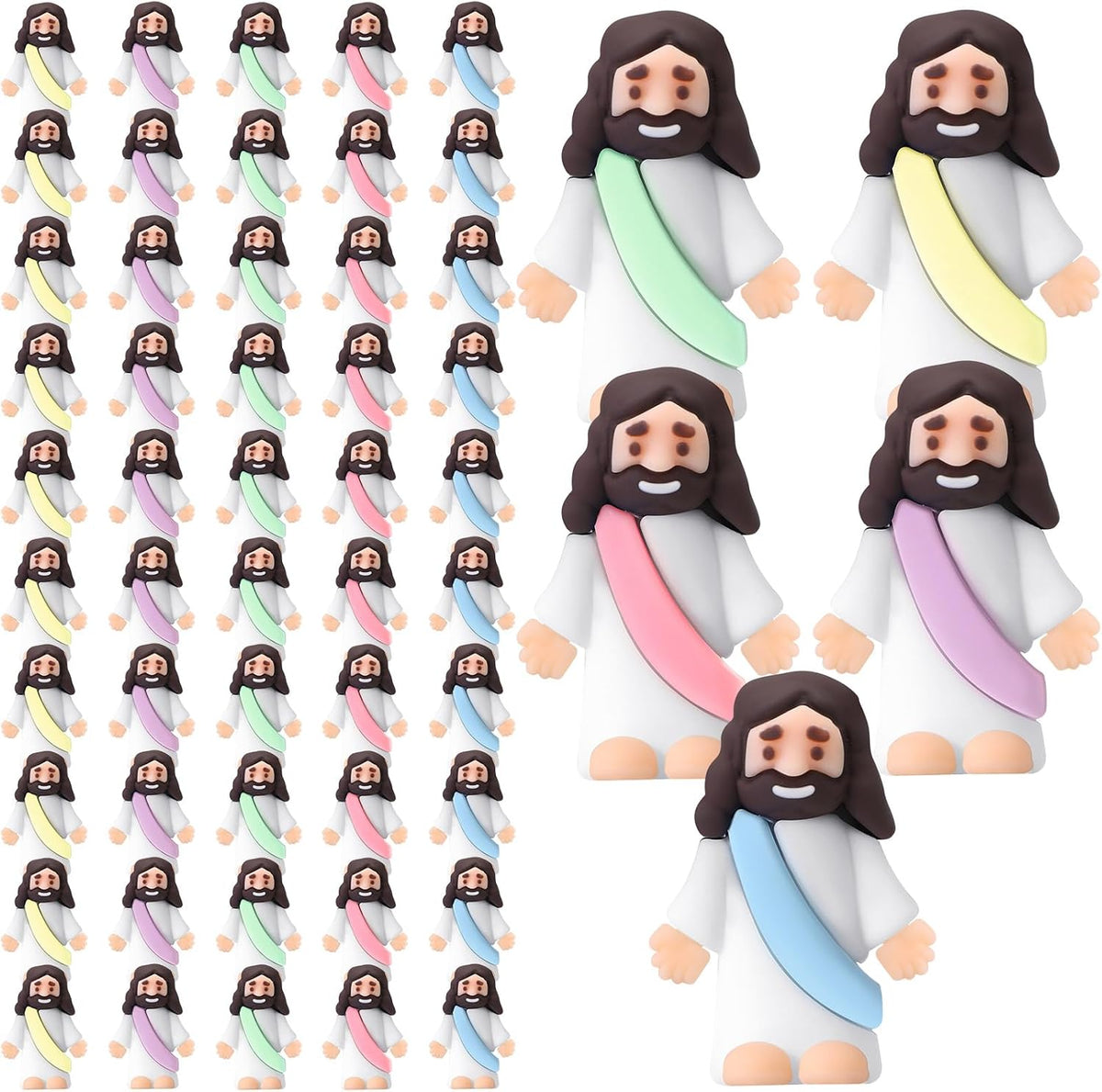 Sumind 50 Pcs Little Jesus Figures Original Design - Macaron Color