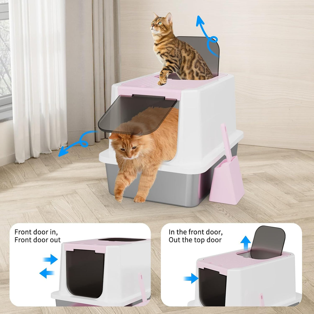 RIZZARI Stainless Enclosed Litter Box: with Scoop & Odor Control – Daily Care for Cats - image 2
