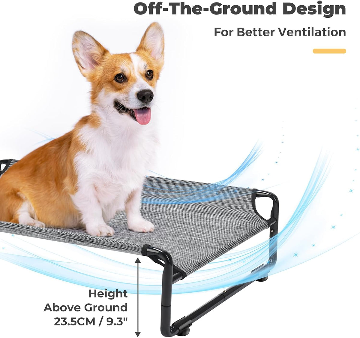 Veehoo Outdoor Elevated Dog Bed - Black Silver / 35.0"L x 26.0"W x 9.4"Th - image 4