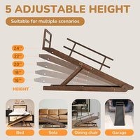 Dog Ramp for Bed, Adjustable Pet Ramps for Dog to Get on Bed, Non-Slip Rubber Surface - Folding Wooden Dog Ramp for Small/Large/Old Dogs, Adjustable up to 23.5 inch High Beds, Safety Railings