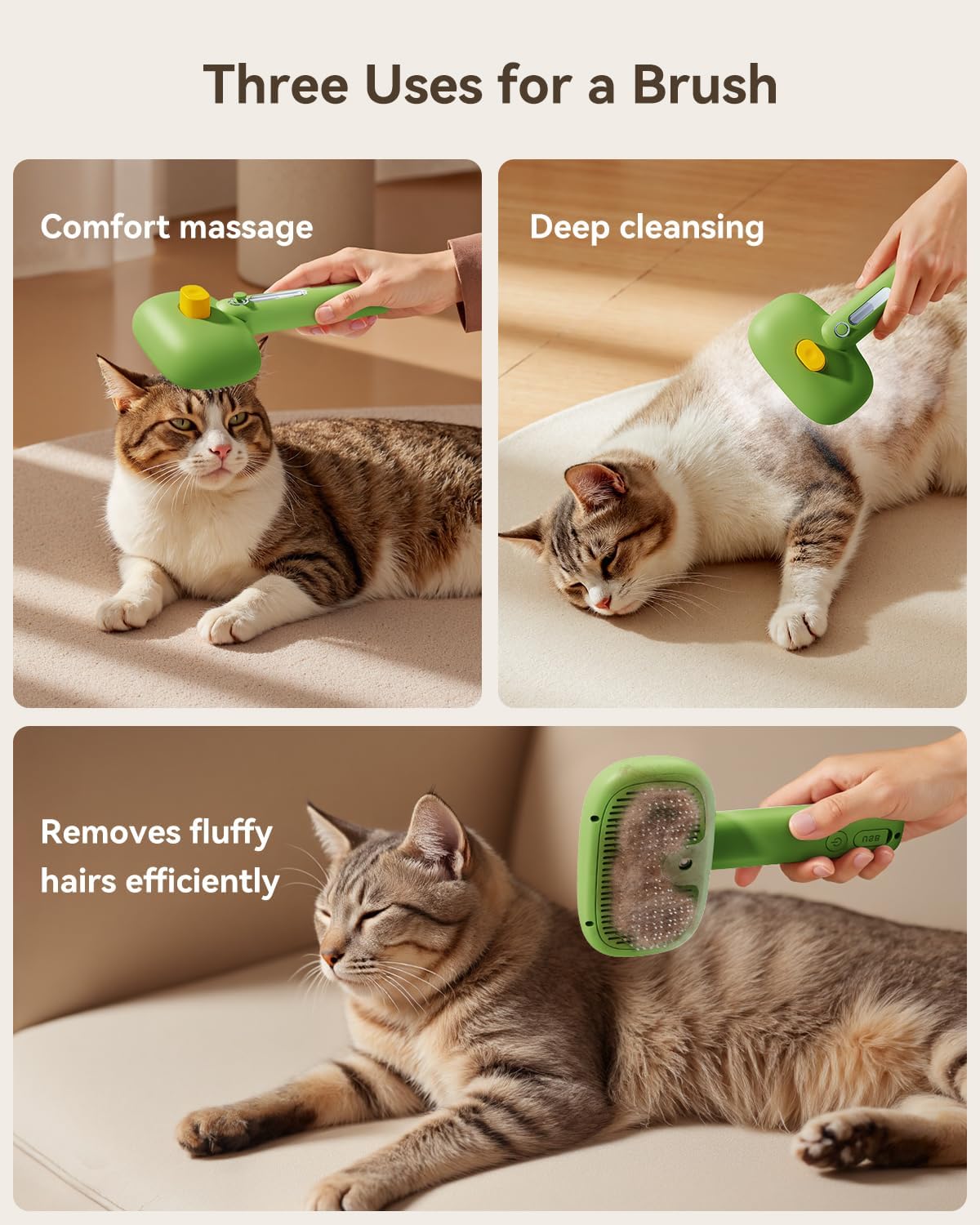 ROJECO 3-in-1 Pet Steam Brush - Green - image 4