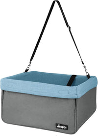 Jespet Dog Booster Seat for Cars, Travel Carrier with Seat Belt – Essentials for Dogs - Gray-16 L x 13" D x 9" H